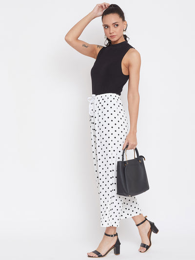 Polka Dots Flared Culottes - Women Trousers