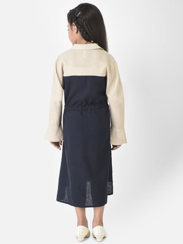  Navy Blue Dress with Patch Pocket Detailing 
