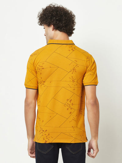  Mustard Abstract Polo T-Shirt