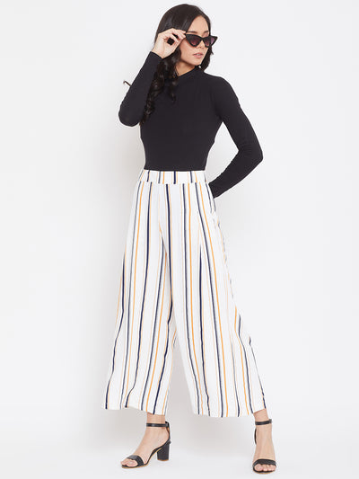 Striped Flared Parallel Trousers - Women Trousers