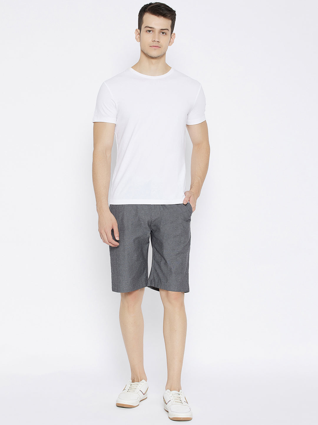 Charcoal Printed Slim Fit Shorts - Men Shorts