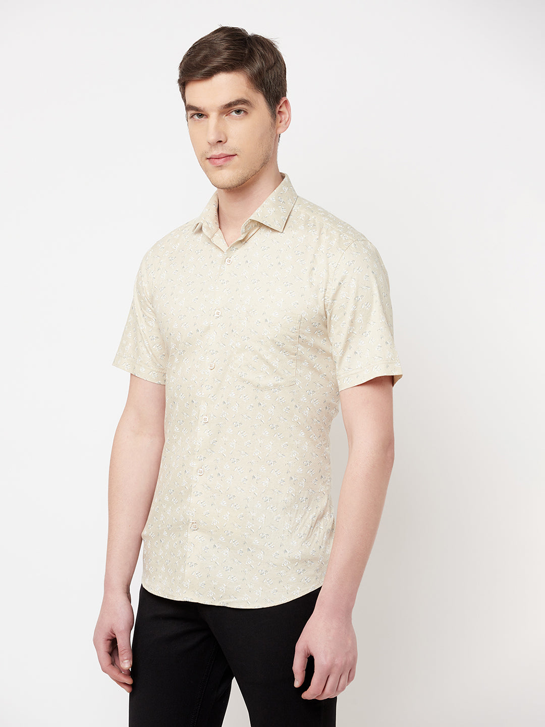 Beige Floral Shirt - Men Shirts
