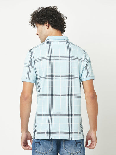  Checked Blue Polo T-Shirt