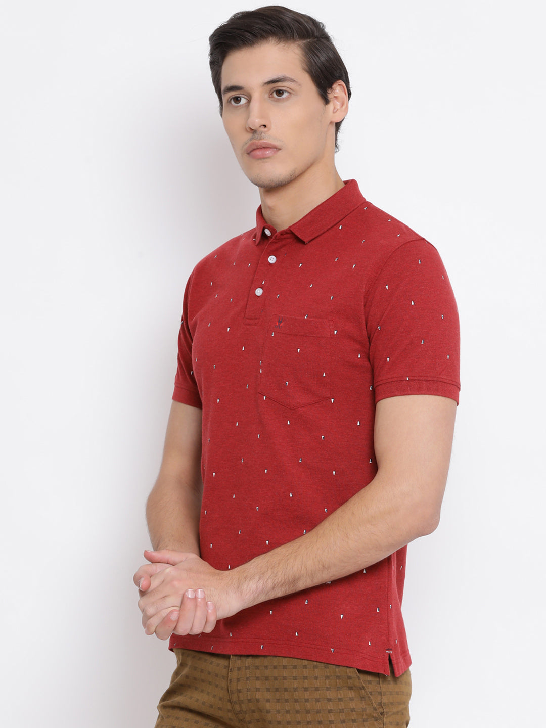 Red Printed Polo T-Shirt - Men T-Shirts