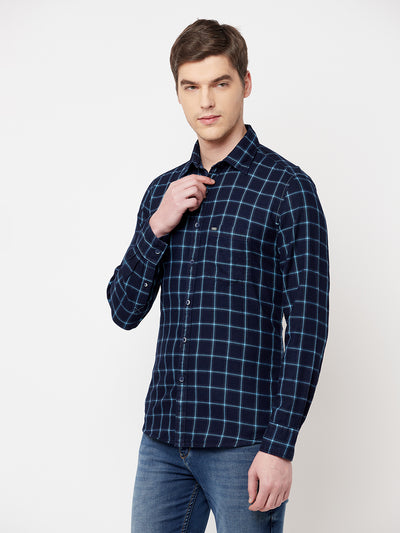 Blue Checked Casual Shirt - Men Shirts