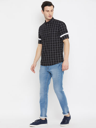 Black Checked Kurta - Men Kurtas