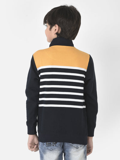  Half-Zipped Mustard Stripe Sweatshirt 