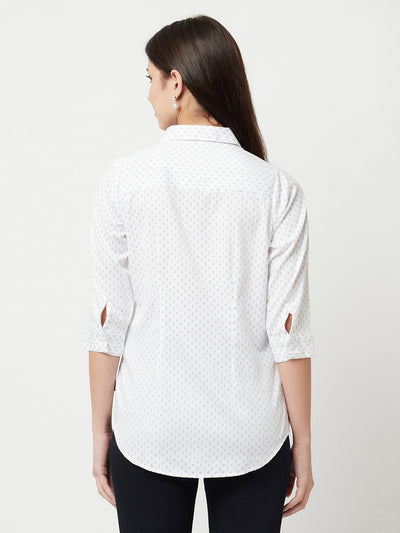 White Printed Shirt-Women Shirts-Crimsoune Club