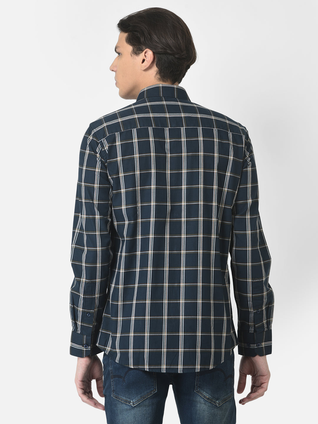 Navy Blue Checked Shirt 