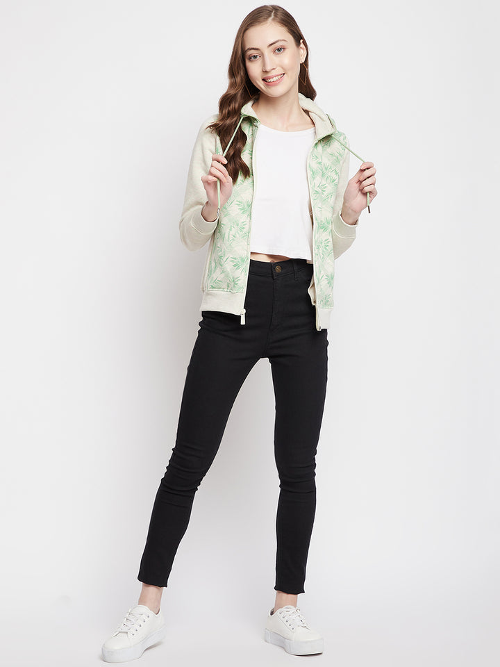 Green Floral Hooded Sweatshirt - Women Sweatshirts