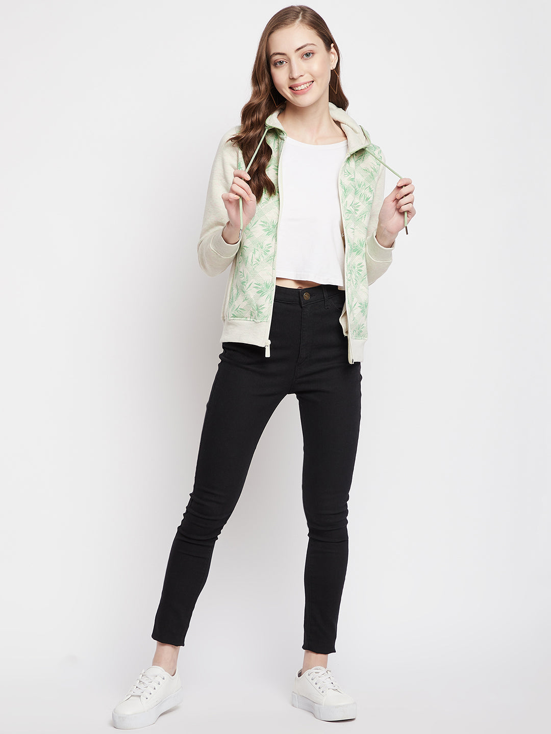 Green Floral Hooded Sweatshirt - Women Sweatshirts