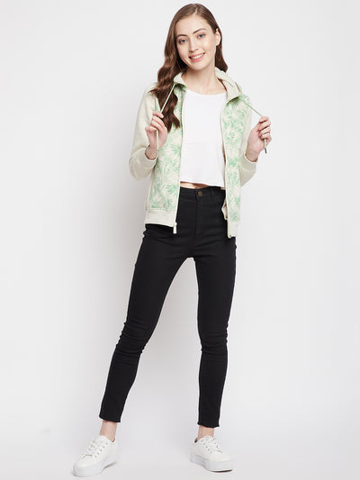 Green Floral Hooded Sweatshirt - Women Sweatshirts