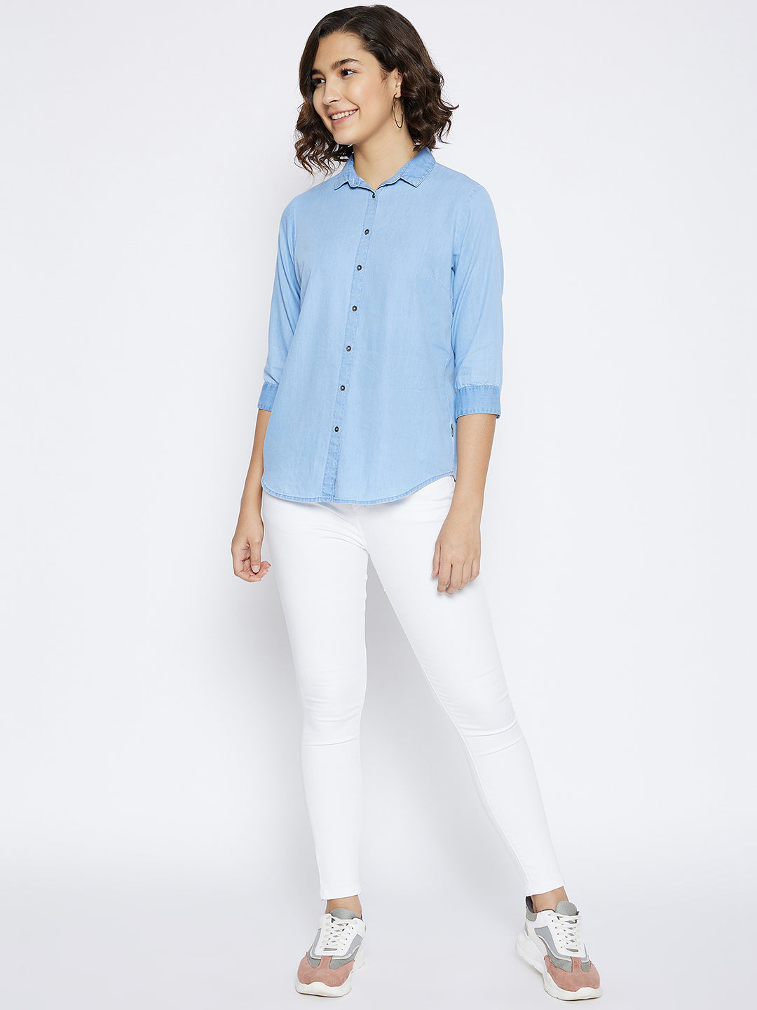 Blue Slim Fit denim shirt - Women Shirts
