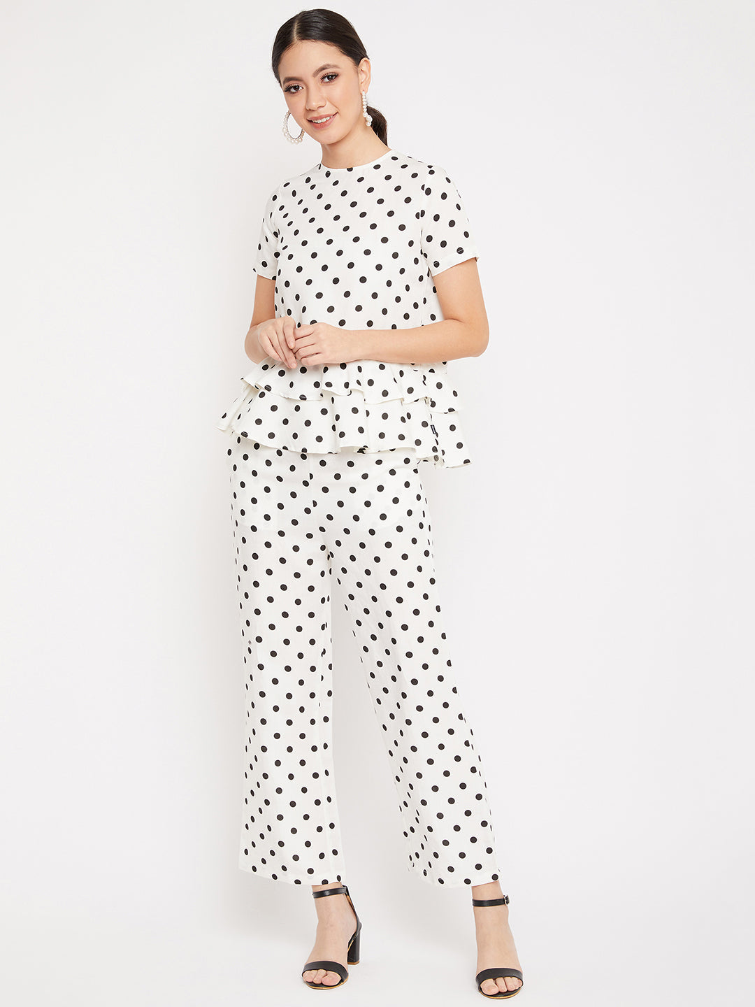 Monochrome Polka Dot Co-ord Set - Women Co-ord Sets