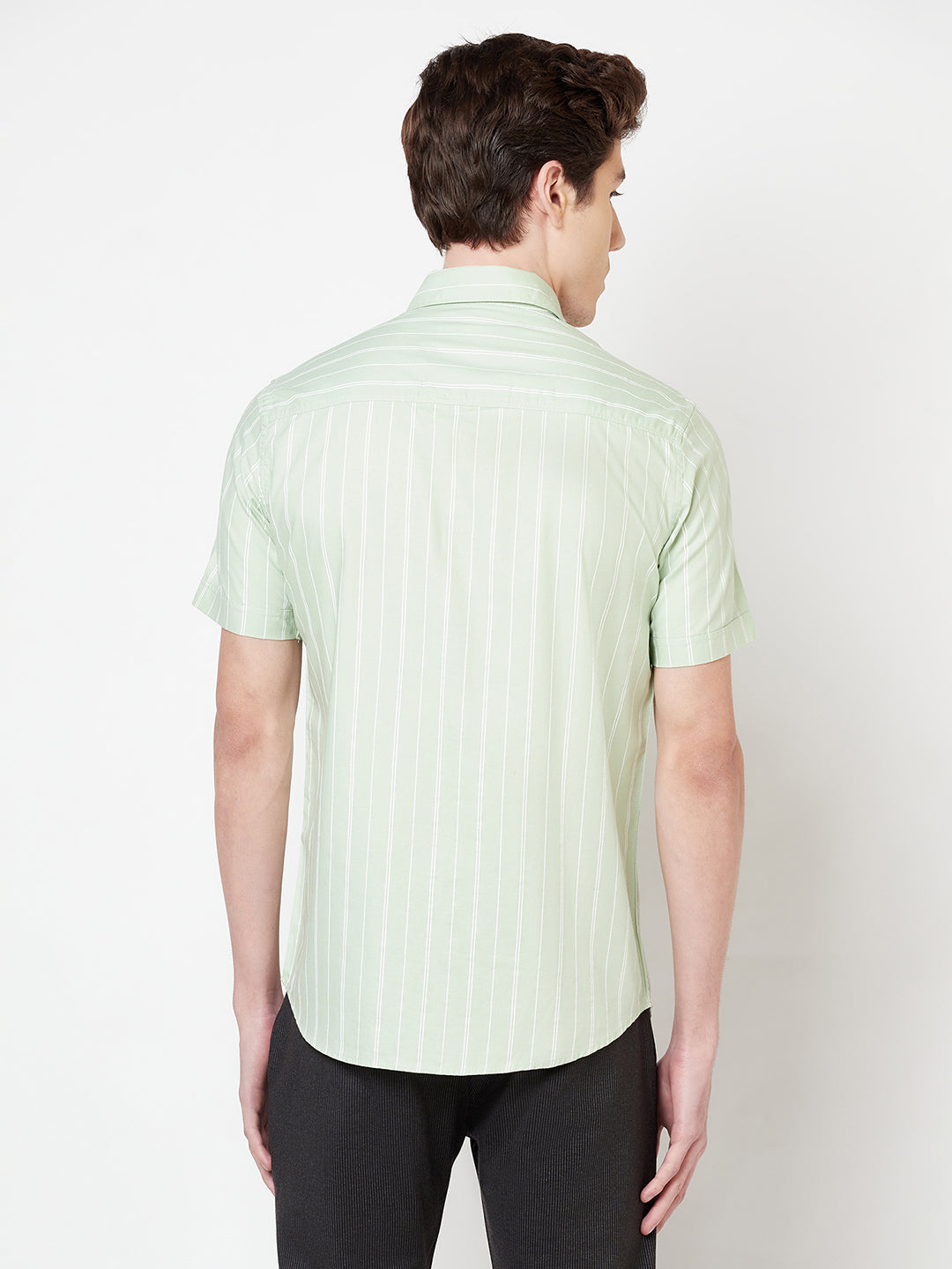 Mint Green Striped Shirt - Men Shirts