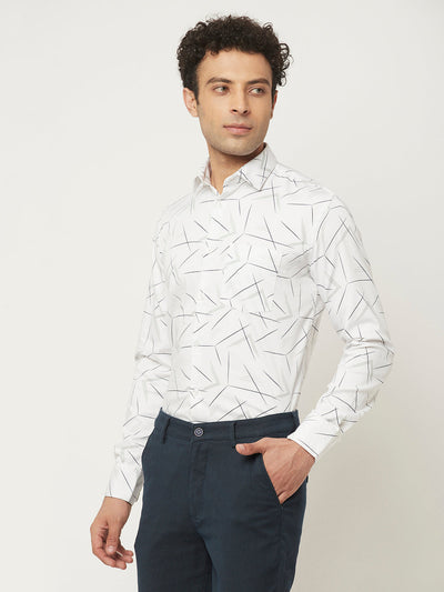   White Shirt in Abstract Print 