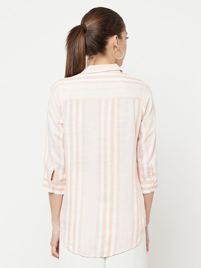 Pink Striped Casual Shirt - Women Shirts