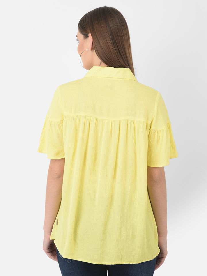 Yellow Spread Collar Top - Women Tops