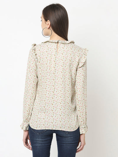 Floral Top with Ruffle Detailing