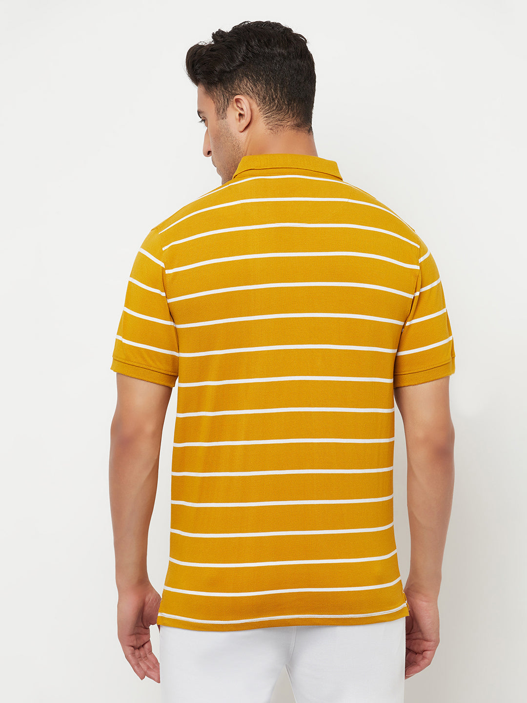 Mustard Striped Polo T-Shirt - Men T-Shirts