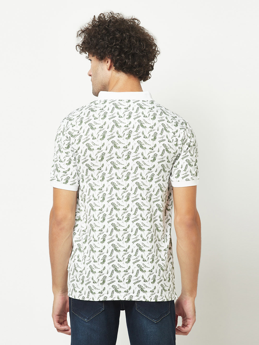  White Floral Polo T-Shirt 