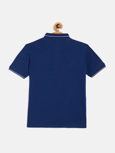 Blue Colorblocked Polo Neck T-Shirt - Boys T-Shirts