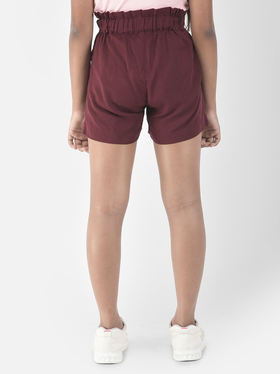   Maroon Patch-Pocket Shorts