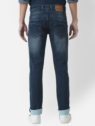 Slim-Fit Jeans with Whiskers and Chevrons Detailing 
