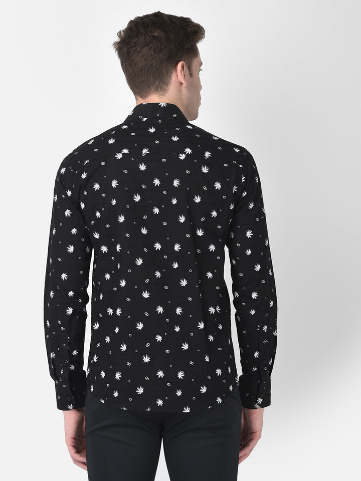Black Floral Shirt-Men Shirts-Crimsoune Club