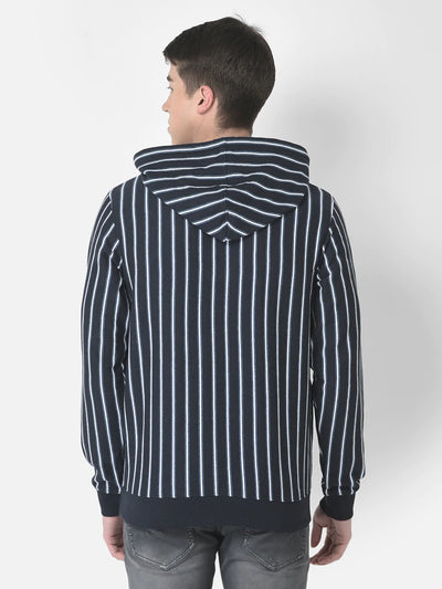  Navy Blue Pin-Stripe Hoodie