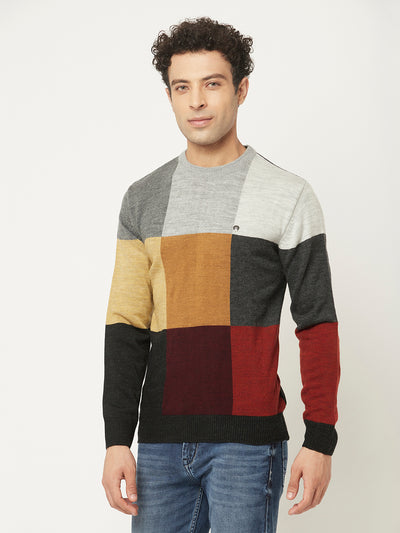 Multi-Colour Sweater in Colour-Blocks-Men Sweaters-Crimsoune Club