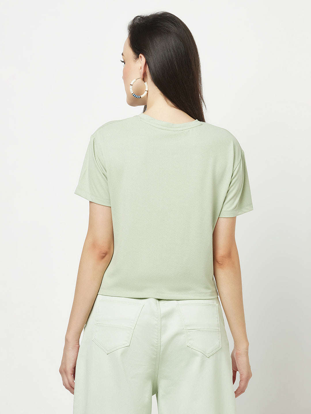  Green Graphic Cropped T-Shirt