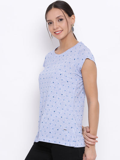 Blue Dotted T-Shirt - Women T-Shirts