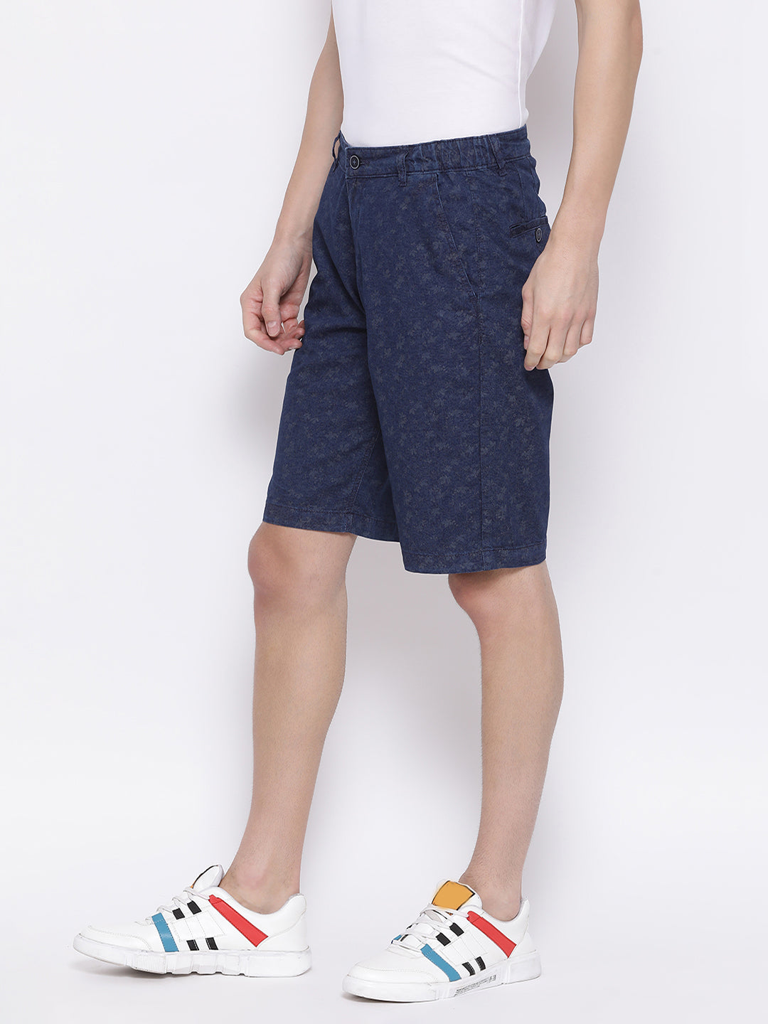 Navy Blue Printed shorts - Men Shorts