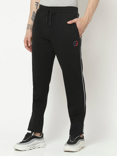  Black Track Pant with Contrast Logo Work