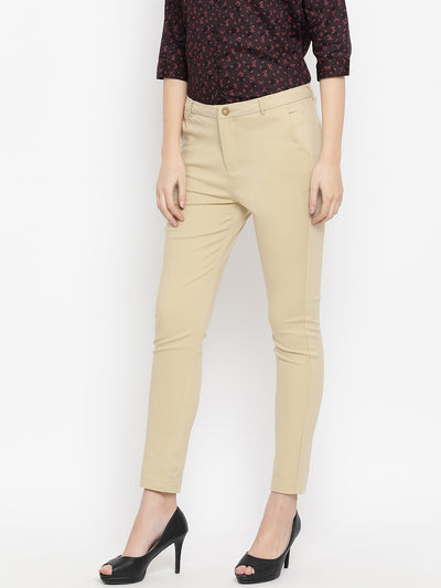 Khaki Slim Fit Chinos - Women Trousers