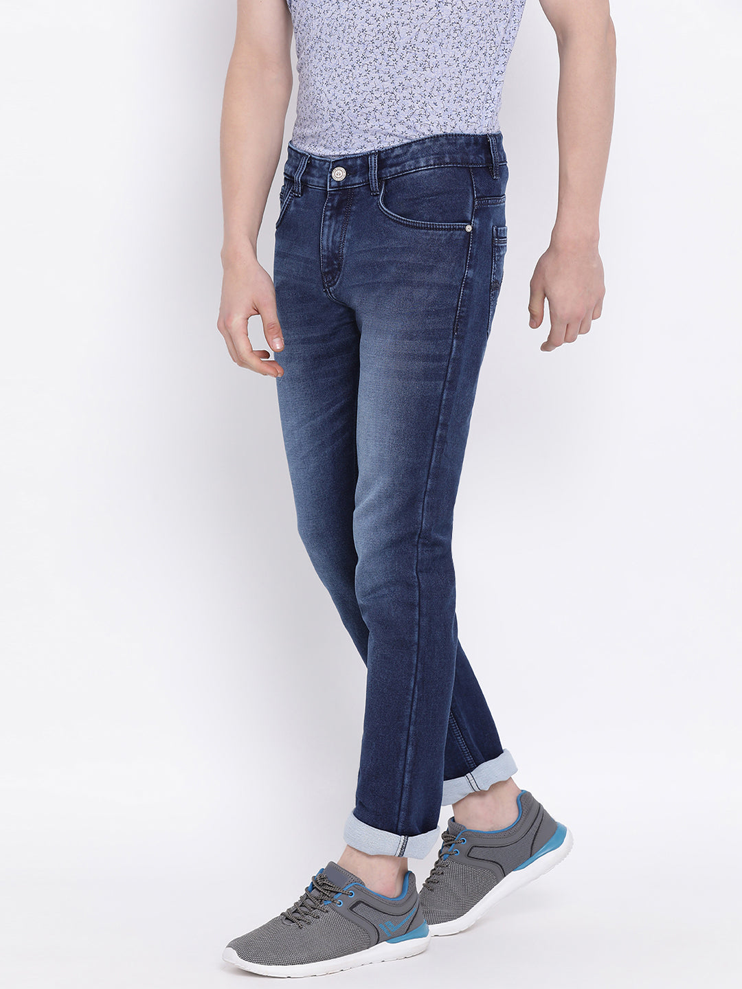 Blue Stonewashed Slim Fit Jeans - Men Jeans