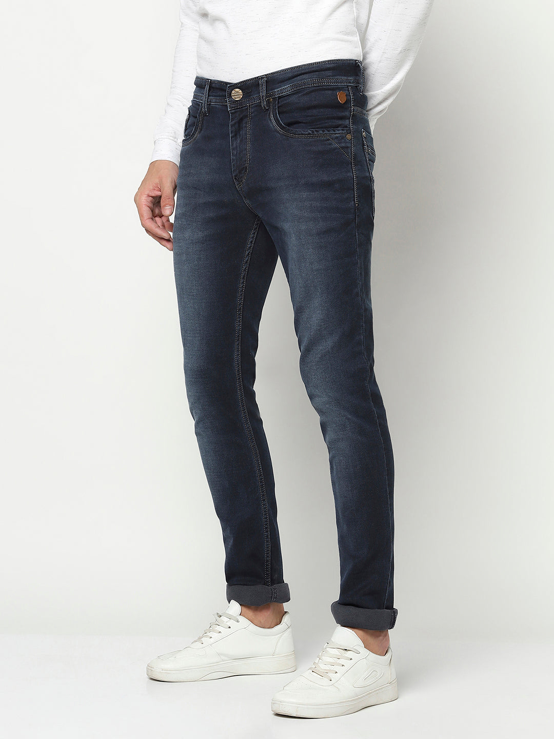 Navy Blue Slim Jeans-Men Jeans-Crimsoune Club