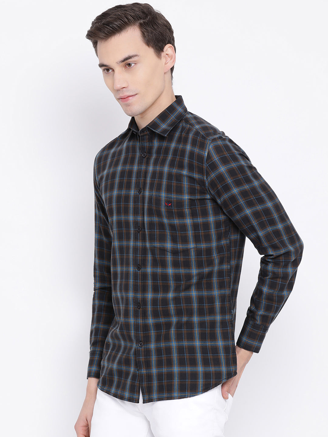 Black Checked Slim Fit Full Sleeves Shirt - Men Shirts