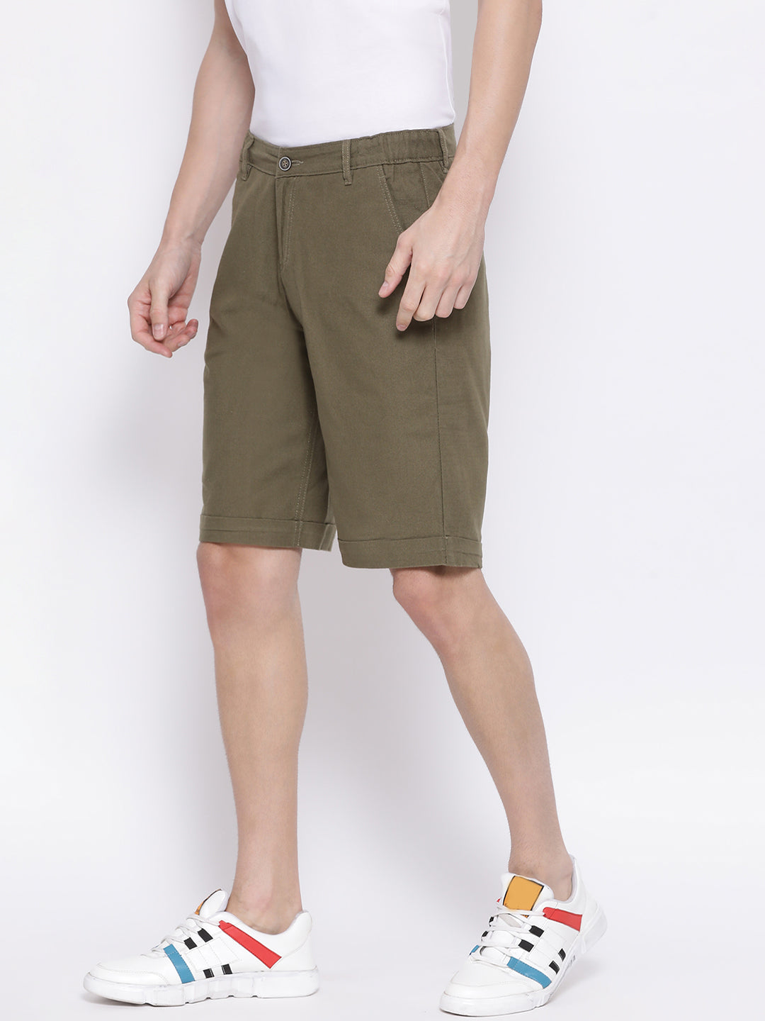 Olive Slim Fit Shorts - Men Boxers