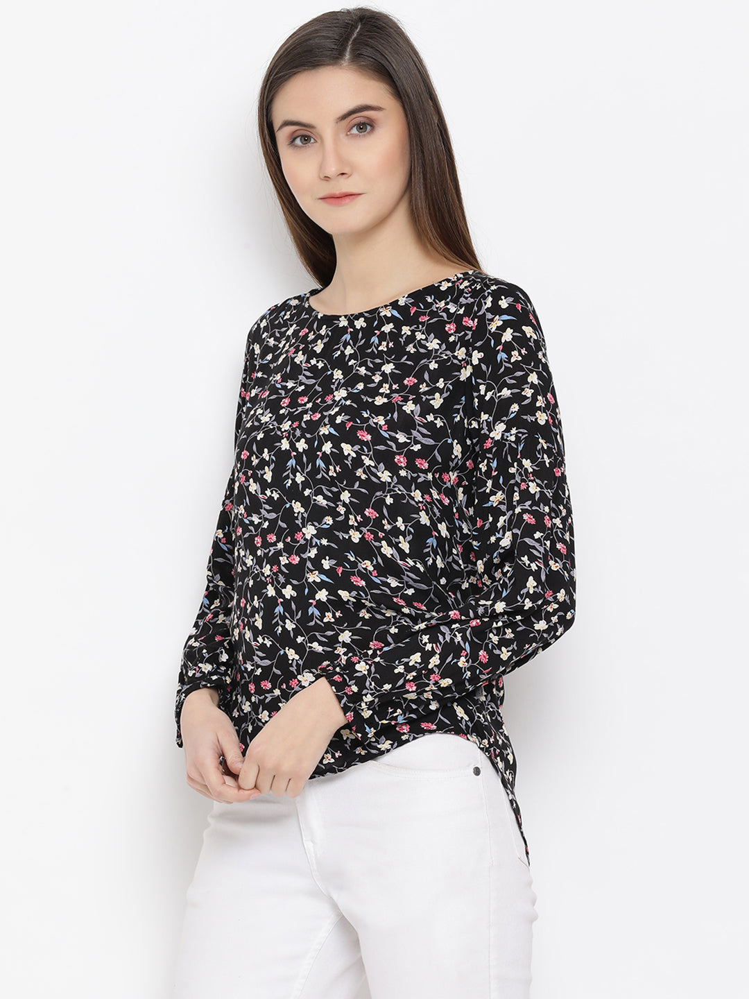 Black Floral Top - Women Tops