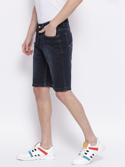 Navy Blue Slim Fit Denim shorts - Men Shorts