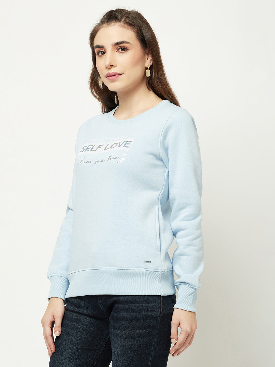  Light Baby Blue Typographic Sweatshirt 