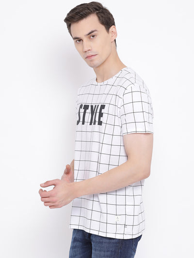 White Printed Round Neck T-Shirt - Men T-Shirts