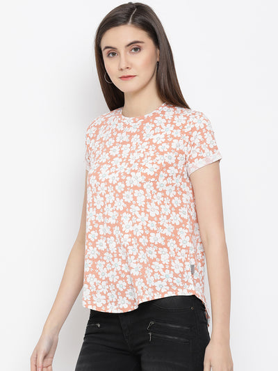 Orange Floral Top - Women Tops