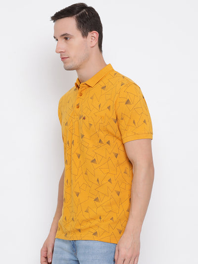 Mustard Printed T-shirt - Men T-Shirts