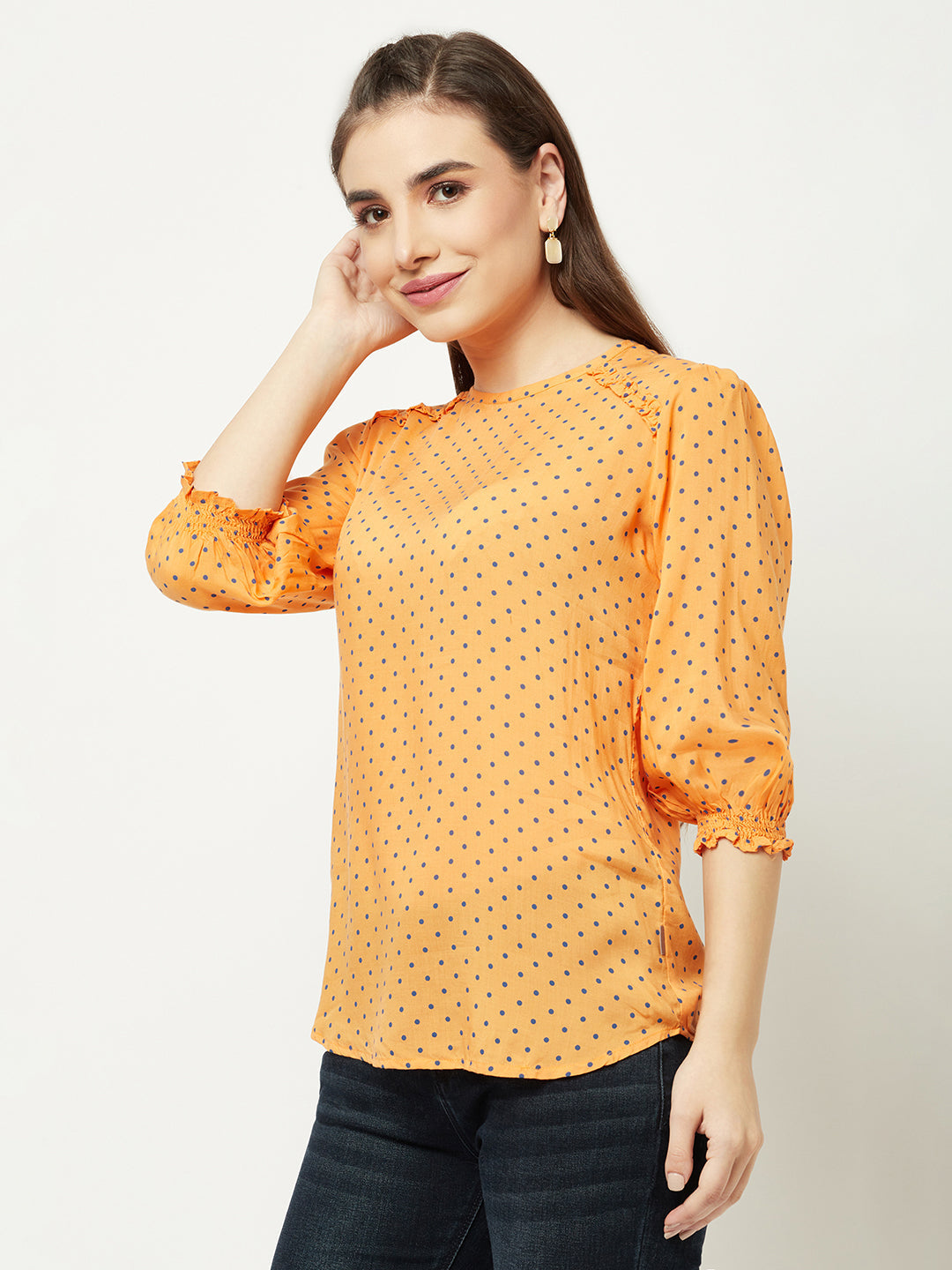  Orange Polka Dot Top