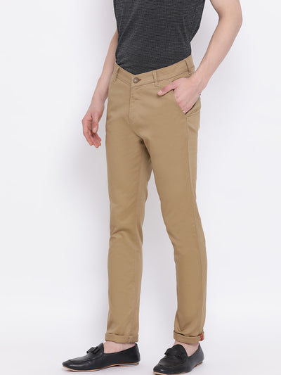 Brown Slim Fit Trousers - Men Trousers