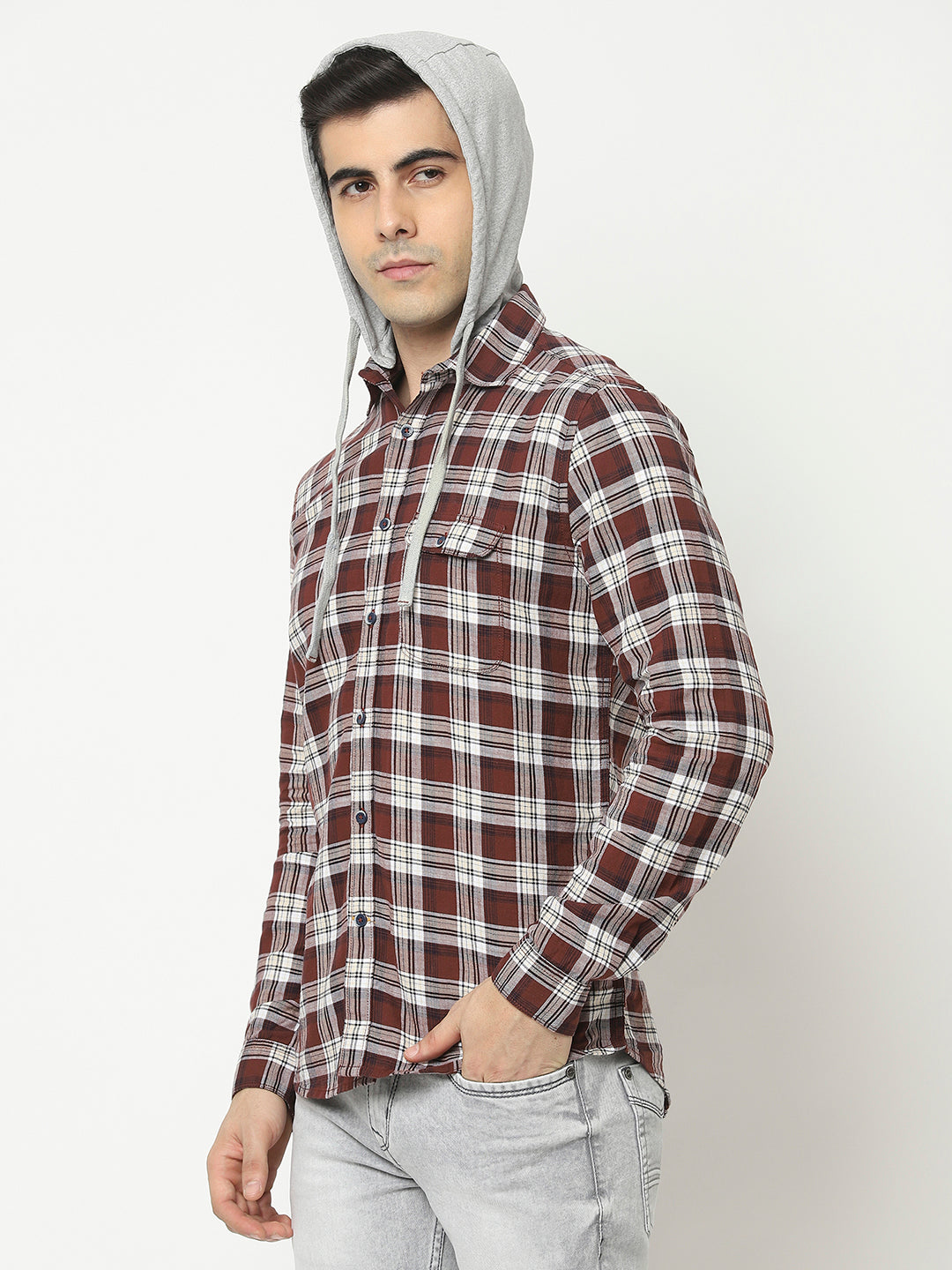  Hooded Shirt in Tartan Checks 