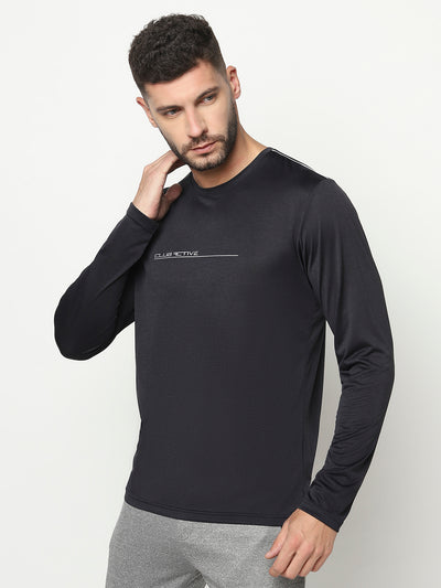 Black Long-Sleeved Athletic T-Shirt-Men T-Shirts-Crimsoune Club